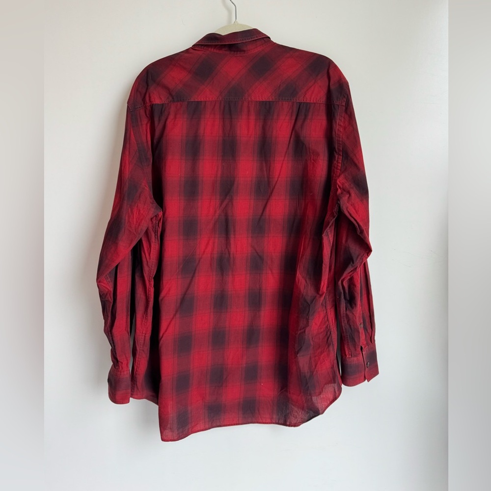 Billy Reid Huckberry Men Button Down Red Plaid Long sleeve XL cotton relaxed - Picture 7 of 9